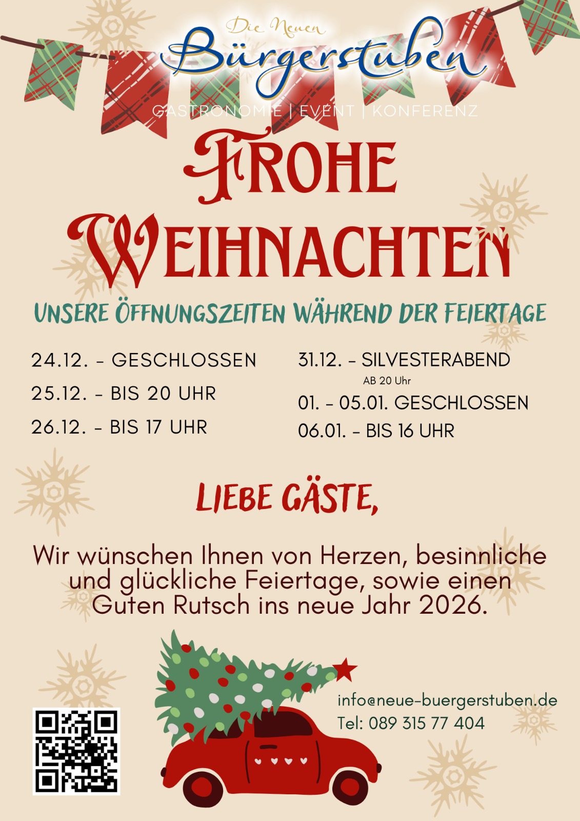 Öffnungszeiten Weihnachten 2025